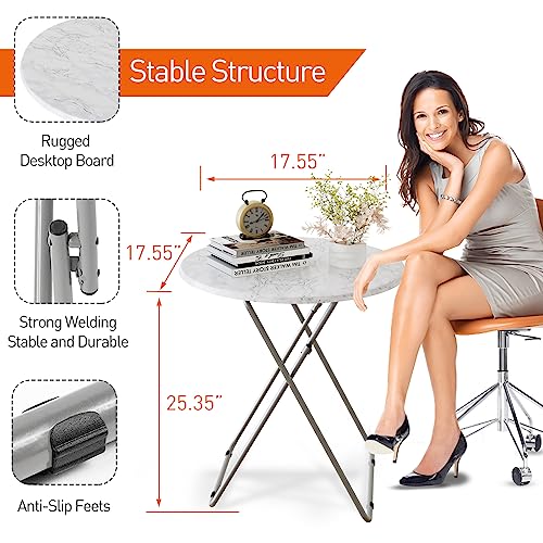 TV Tray Table, Round Folding Table, Foldable Snack Tray for Eating, Small Folding Table Set of 2, Dinner Table for Couch, ...