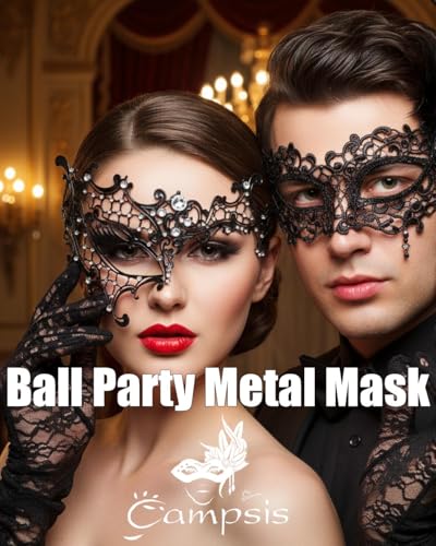 Campsis Masquerade Mask Black Masquerade Ball Mask Metal Rhinestone Venetian Party Masks for Women