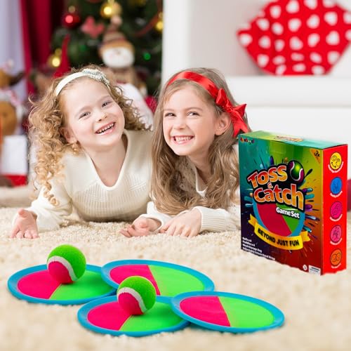 Ayeboovi Toss and Catch Ball Set Boys Toys Outdoor Toys Yard Games Outside Games Beach Toys for Kids Ball and Catch Game w...