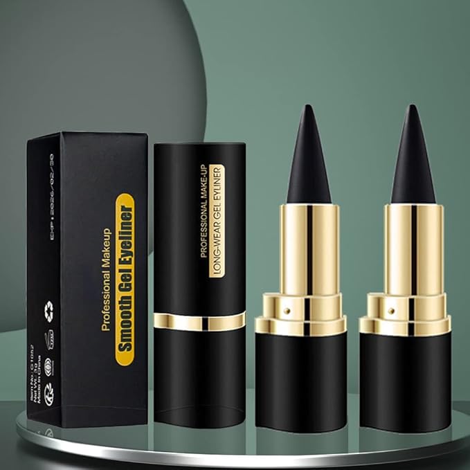 evpct 2Pcs Natural Black Eyeliner Cream Gel Eyeliner Pencil, Black Eye Liner Pencils for Older Women, Waterproof Eyeliners Pencil for Witch Halloween Goth Make up set, Eyeshadow Palette lapiz de ojos