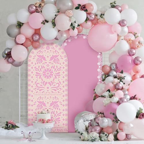 Chunful 3 Pcs Mexican Arch Backdrop Cover Baby Shower Photo Background Decor 2-Sided Round Top Lovely Backdrop Arch Cover ...