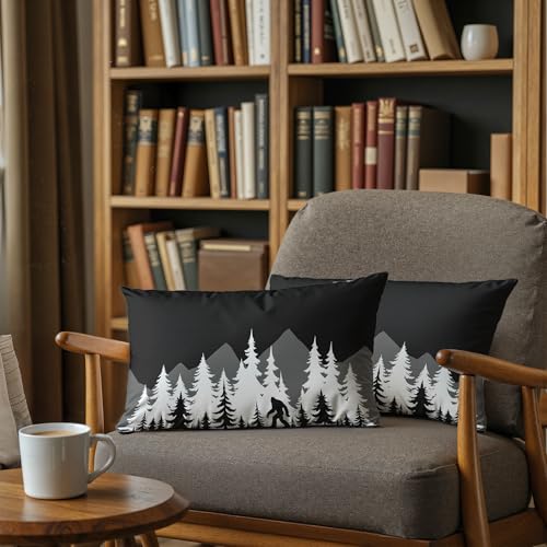 GTYNU Funny Bigfoot Sasquatch Forest Throw Pillow Covers 12x20 Set of 2,Camper Decor Pillowcase,Camping Camper Bigfoot Gif...