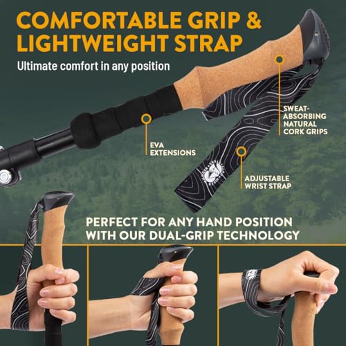 Premium Foldable Hiking Poles by USA Brand - Adjustable, Lightweight Trekking Poles Made of Aircraft Aluminum, Metal Flip ...