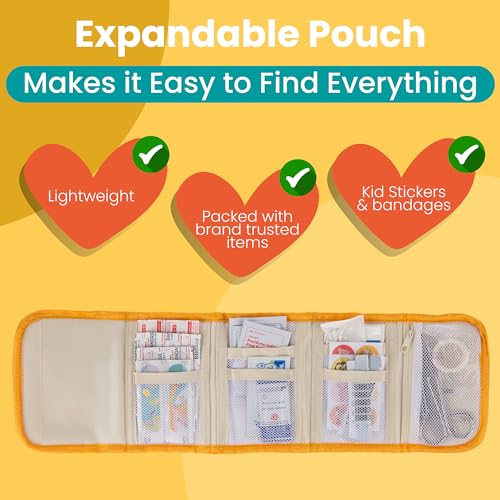 PreparaKit Travel First Aid Kit for Kids - Mini First Aid Kit for Car, Purse, Backpack, or Diaper Bag - 75 Piece Travel Me...