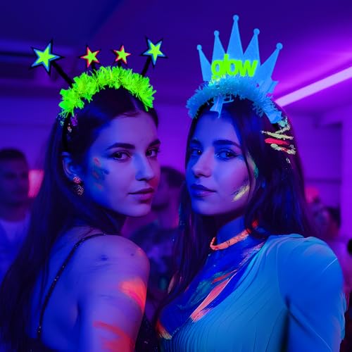 Mega-L 10 Pcs Glow in The Dark Headband, Glow in The Dark Party Supplies, Neon Fluorescent Blacklight Headband Headwear Pa...