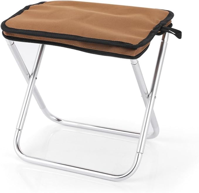 Hangbag Folding Chair for Camping, Portable Folding Stool, Outdoor Collapsible Camping Chairs, Brown