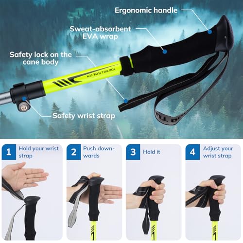 Gifts for Men Christmas Collapsible Trekking Pole, Ultralight 7075 Aluminum Hiking Stick for Women, Men & Seniors, 3-Secti...