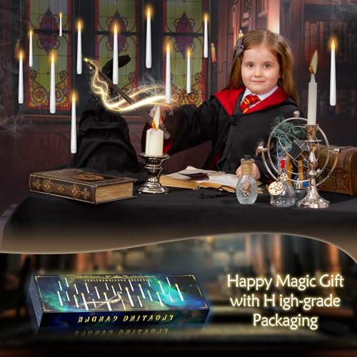 kakoya Flameless Floating Candles with Wand，20 Pcs Magic LED Hanging Taper Candles，Flickering Battery Operated Taper Candl...