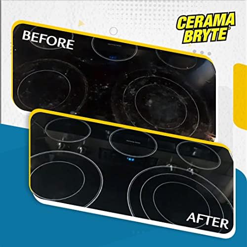 Cerama Bryte Glass Cooktop and Stove Top Cleaner Combo Kit - Includes Cleaning Tool, Razor, Scraper and 1 Pad to Remove To...
