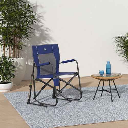 GCI OUTDOOR Freestyle Rocker Camping Chair | Portable Folding Rocking Chair with Solid, Durable Armrests, Drink Holder & Comfortable Backrest ? Royal Blue