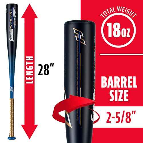 Franklin Sports Youth Baseball Bat - Heist Kids Baseball Bats for Ages 8-12 - 2 5/8" Inch Big Barrel Kids Metal Bat - Youth Drop -9 + -10 Aluminum Bats - USA Baseball - 26" to 30" Bats