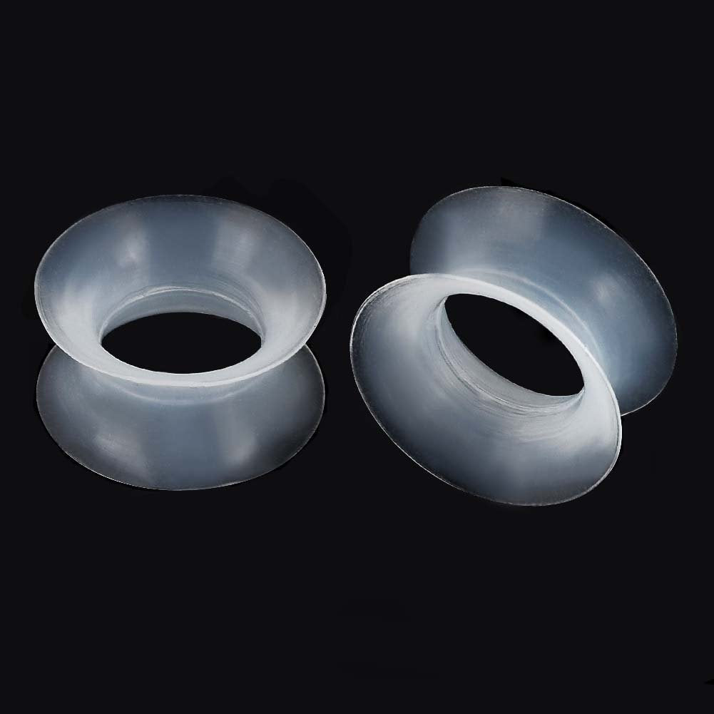 Stuppendux 1 Pair Transparent Soft Silicone Flexible Ear Skin Tunnels Plugs Expanders Gauges Hollow Body Piercing 5/8 16mm