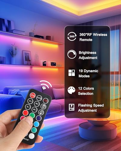 HitLights LED Strip Lights, Small LED Light Strips Dimmable, RGB 5050 Color Changing LED Tape Light with Remote and UL-Lis...