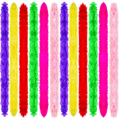 Juexica 24 Pcs Feather Boas Colorful Boas for Party Bulk Thin Plush Turkey Feather Scarf for Women Men Halloween Costume P...