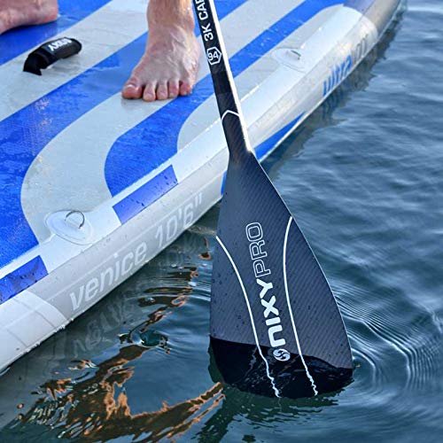 NIXY Full Carbon Fiber SUP Paddle – Adjustable 3 Piece Pro Paddle with ABS Blade Edge for Stand Up Paddle Board – Durable,...