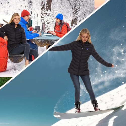 OAOA innovation Womens Heated Jacket with 10000mAh Battery Pack, Dual Control Button Heated Coat