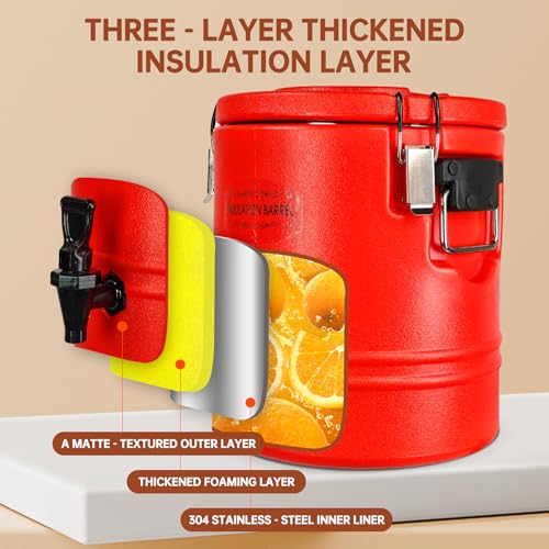 Finopro Insulated Beverage Dispenser 12L, Hot & Cold Drink Dispenser with 304 Stainless Steel Interior, Portable Water Coo...