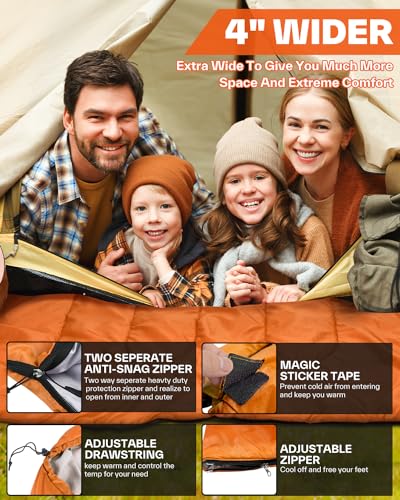 Sportneer Sleeping Bag, 3 Seasons Warm Cold Weather Sleeping Bags for Adults Kids Boys Girls with Compression Sack- Lightw...
