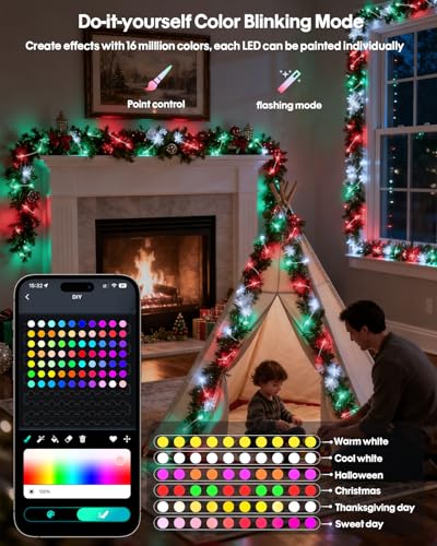 Super RGB Color Changing Globe String Lights, 66ft Smart RGB-IC Fairy Lights with Remote & APP Control, Mini Ball LED Twin...