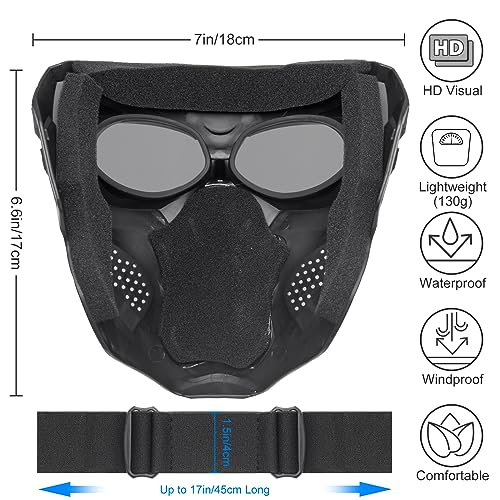 VPZENAR Airsoft Helmet and Mask, Full Face Mask with Detachable Goggles, Paintball Black Helmet with NVG Mount and Side Ra...