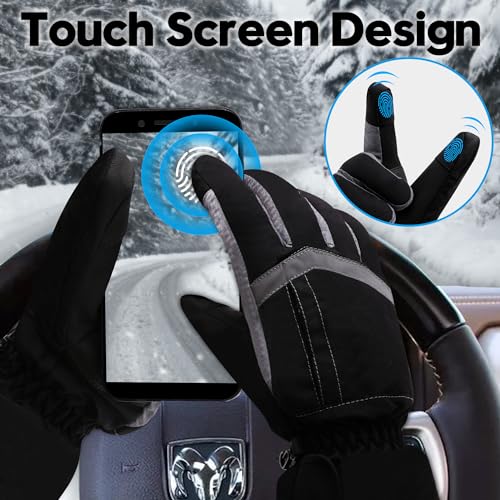 Electric Rechargeable Battery Thermal Gloves for Men Women, 7.4V Touchscreen Waterproof Windproof Heated Gloves for Hiking...
