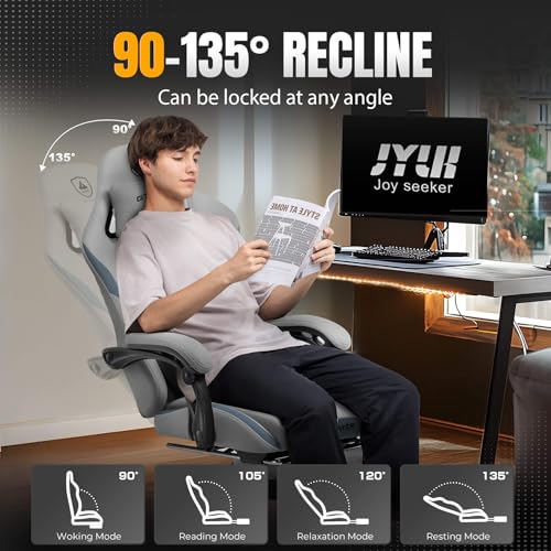 GTPLAYER Gaming Chair with Foot Rest & Pocket Spring Cushion, Ergonomic High Back Computer Desk Chair with Headrest & Lumb...