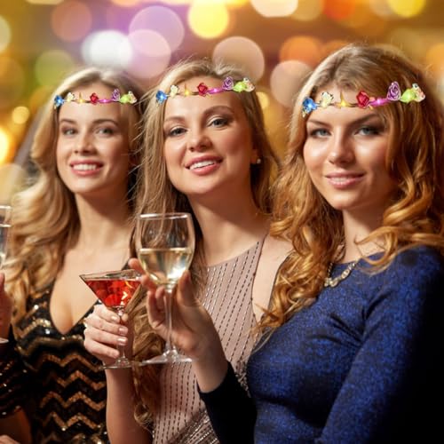 HKZTUY Light Up Flower Crown Headband, Glow in the Dark - for Parties, Weddings, Cosplay Events, and Festive Occasions