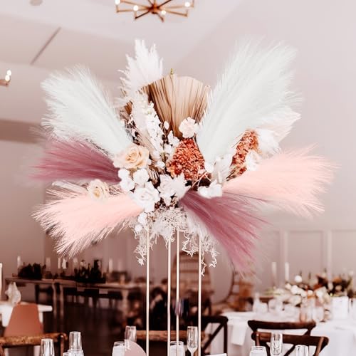 Agusbagli 30pcs Pink Faux Pampas Grass, 21.6in Fluffy Artificial Colored Pompas Grass Short Blush Fake Pampas Stems Vase F...