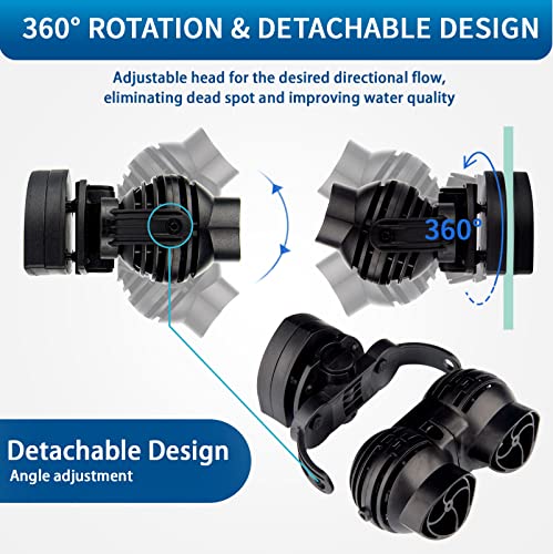 FREESEA Wave Maker for Aquarium Powerhead: 1600 GPH Circulation Pump - 360° Adjustable Power Head Wavemaker with Magnetic ...
