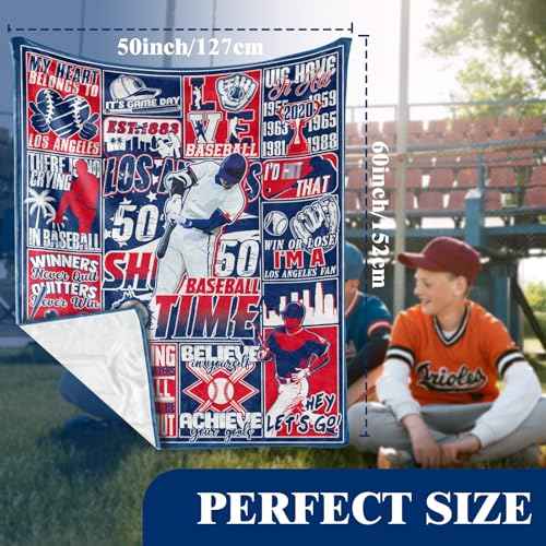 Blanket for Los Angeles, Baseball Gifts for Men, Fans Coach Gifts Blue Team Color Sports Stuff 60"x50" Blanket Throws