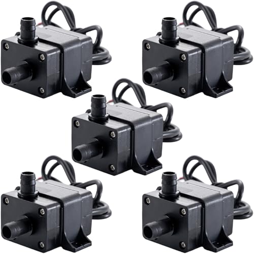 hiBCTR 5-Pack 12V Brushless Water Pump 240L/H 3M Lift, 4.2W Ultra-Quiet Submersible Pump for Aquariums/Fish Tanks/Swimming...
