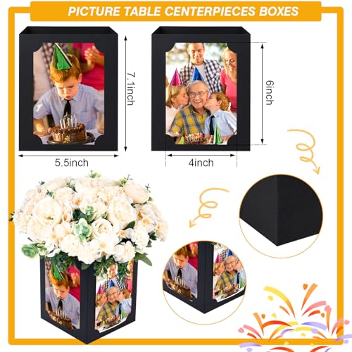 Tongnian 12 Pcs Picture Centerpieces for Table - 6 Inch Photo Display Frame & Hollow Picture Props Box for Congrats Grad D...
