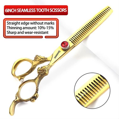 Gold Dragon Professional Hairdressing Scissors - 7/7.5/8 Inch, Gold and Black, 6 Inch 3-Piece Set