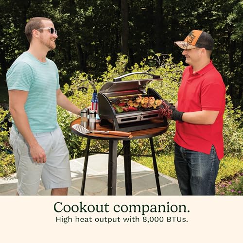 Cuisinart Grillster Portable Gas Grill, Stainless Steel Compact BBQ Grill with Locking Lid for Easy Transport, 8000 BTU Pr...