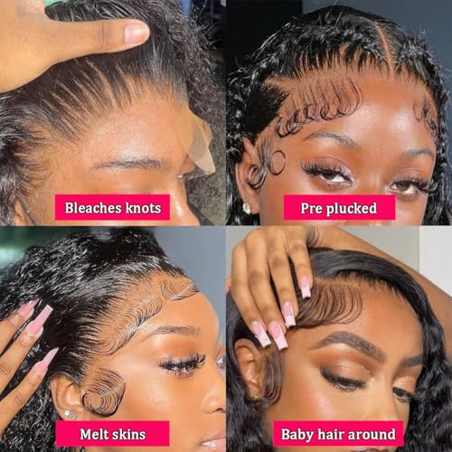Lovelyworld 24 inch Deep Wave Lace Front Wigs Human Hair 200 Density 13X4 HD Deep Curly Lace Front Human Hair Wigs for Women