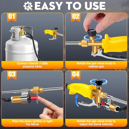Upgraded Propane Torch Weed Burner, Portable Garden Torch for Weed, Heavy Duty Blow Torch Flamethrower for Weed Burner, Hi...