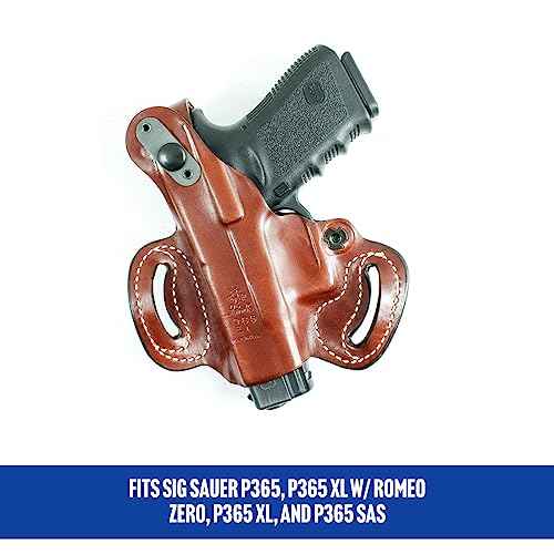 DeSantis Thumb Break Mini Slide Holster - Leather OWB Holster, Fits the SIG Sauer P365, P365 XL RomeoZero, P365 XL, P365 SAS - Right Hand Draw, Black