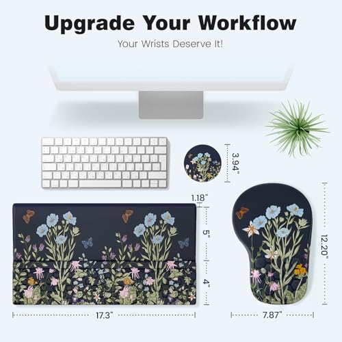 Ospelelf Ergonomic Mouse Pad and Keyboard Stand Wrist Rest Set, Memory Foam Comfort, Pain Relief for Typing, Office Desk A...
