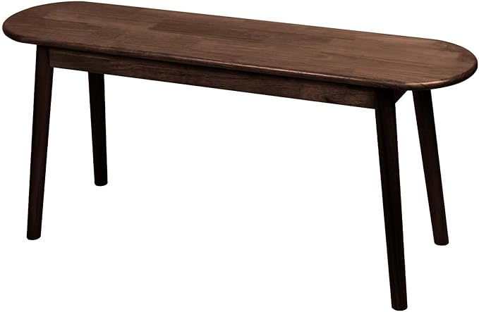Cttasty Entryway Bench, Solid Wood Dining Bench, Midcentury End of Bed Bench w/Rounded Corner, Outdoor Bench w/Robust Construction, Bedroom Bench, 10.24" W x 17.72" H（Walnut 39.4inches）