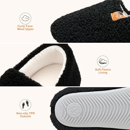 House Slippers for Women Men Lightweight Memory Foam House Shoes Warm Closed Back Slippers with Soft Fleece for Indoor Out...