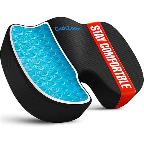 Office Chair Seat Cushion, Cooling Gel Enhanced Memory Foam Cushion for Long Sitting - Back, Sciatica, Coccyx, Tailbone Pa...