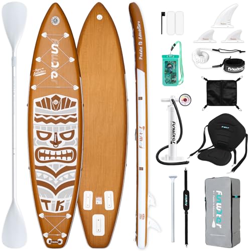 FunWater 8'/10'/10'6"/11'6" Inflatable Stand Up Paddle Board with Premium SUP Paddleboard Accessories, Wide Stable Anti-Sl...