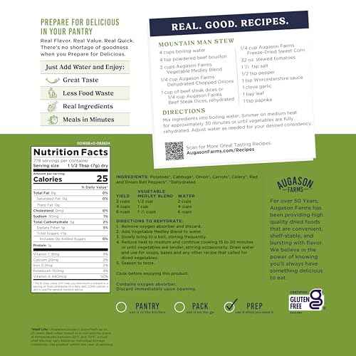 Augason Farms Vegetable Medley Blend 4-Gallon Pail, Certified Gluten Free, Emergency Food Supply, Everday Meals, 778 Servings