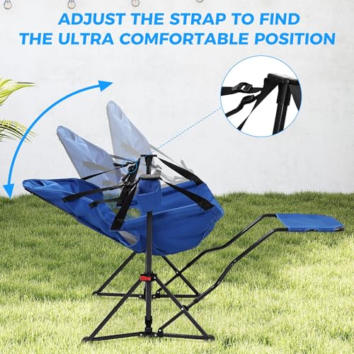 Ainfox Hammock Camping Chair with Footrest, Foldable Portable Rocking Chairs for Adults Swinging Camp with Cup Holder Pill...