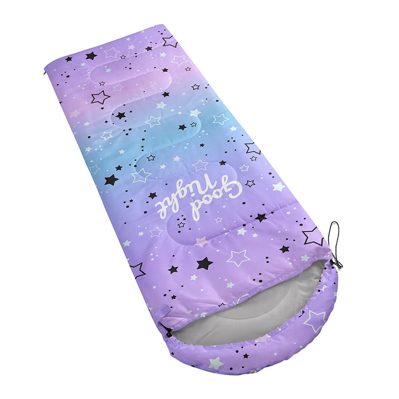 Datura home Kids Sleeping Bag for Boys,Lightcolor Purple Star-Lightweight Warm Outdoor Indoor-Waterproof Cold Weather Resi...