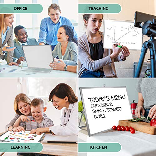 GMAOPHY Dry Erase White Board, 16inX12in Large Magnetic Desktop Whiteboard with Stand, 10 Markers, 4 Magnets, 1 Eraser, Po...