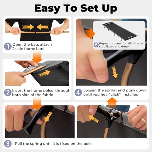 KingCamp Ultralight Camping Cot, Portable Folding Tent Camping Bed, Heavy Duty Sleeping Bed with Pillow for Adults Outdoor...