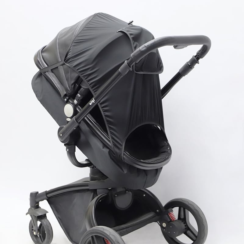 PandaEar Universal Stroller Sun Shade Cover for Baby Bassinet | Blackout UV Protection Canopy with Mesh Window | Windproof...