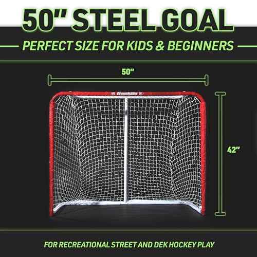 Franklin Sports NHL Youth Street Hockey Goal - Kids Mini Steel Street + Roller Hockey Net - Small Goal for Kids + Beginners - 50" x 42" - Tournament