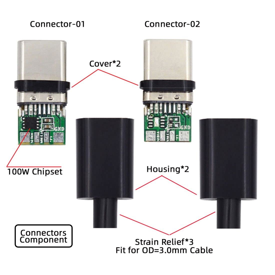 Chenyang 2 Pack Usb C Diy Connector Usb 3.1 Type C 24Pin Pd100W Male Plug Port Repair Replacement Solder Adapter With Pcb Board